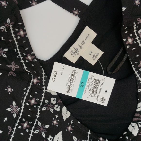 Style&Co Bell Sleeve Ruffle Printed Blouse Top - Picture 6 of 8